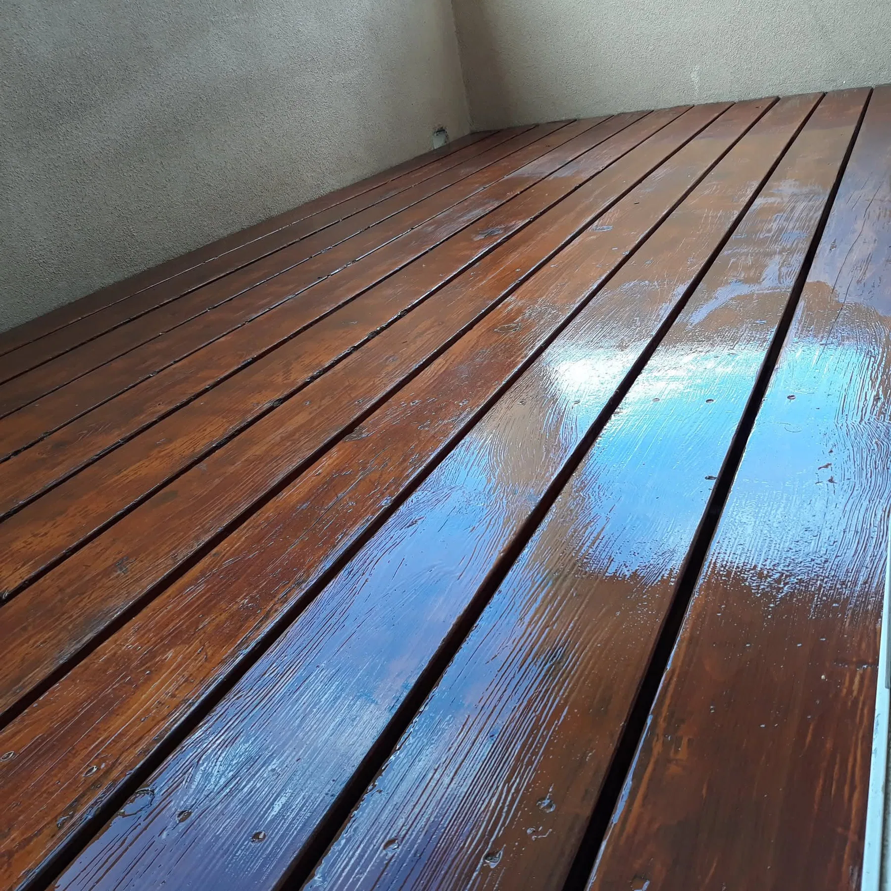 Refinished wood staircase and railing
