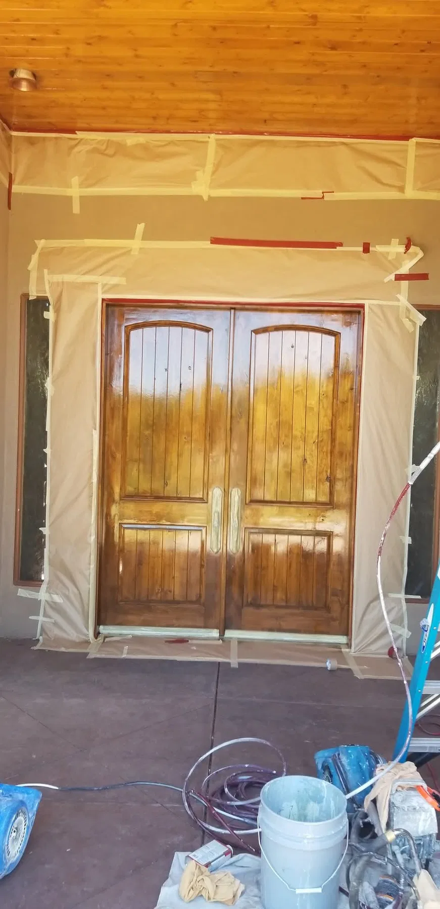 Fresh exterior paint on a Southwest-style home
