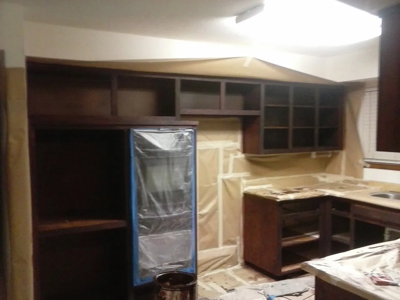 Kitchen cabinet installation in progress